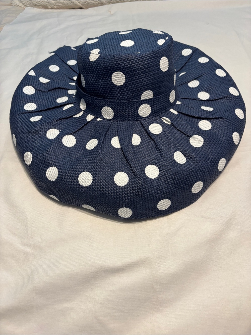 Mud Pie Navy and White Polka Dot Wide Brim Sun Hat